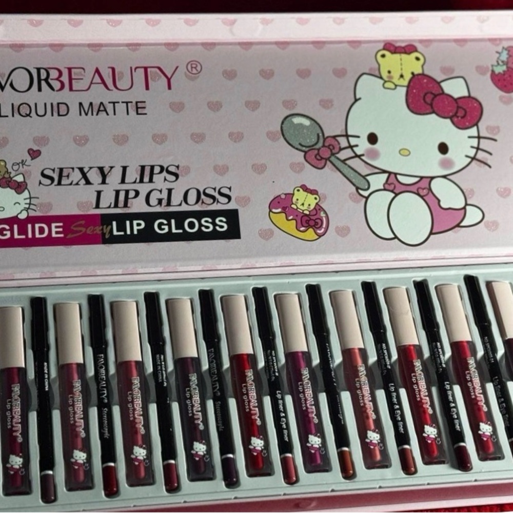 Hello Kitty (24) Set Liquid Matte Lip Gloss Red and Pink Shades